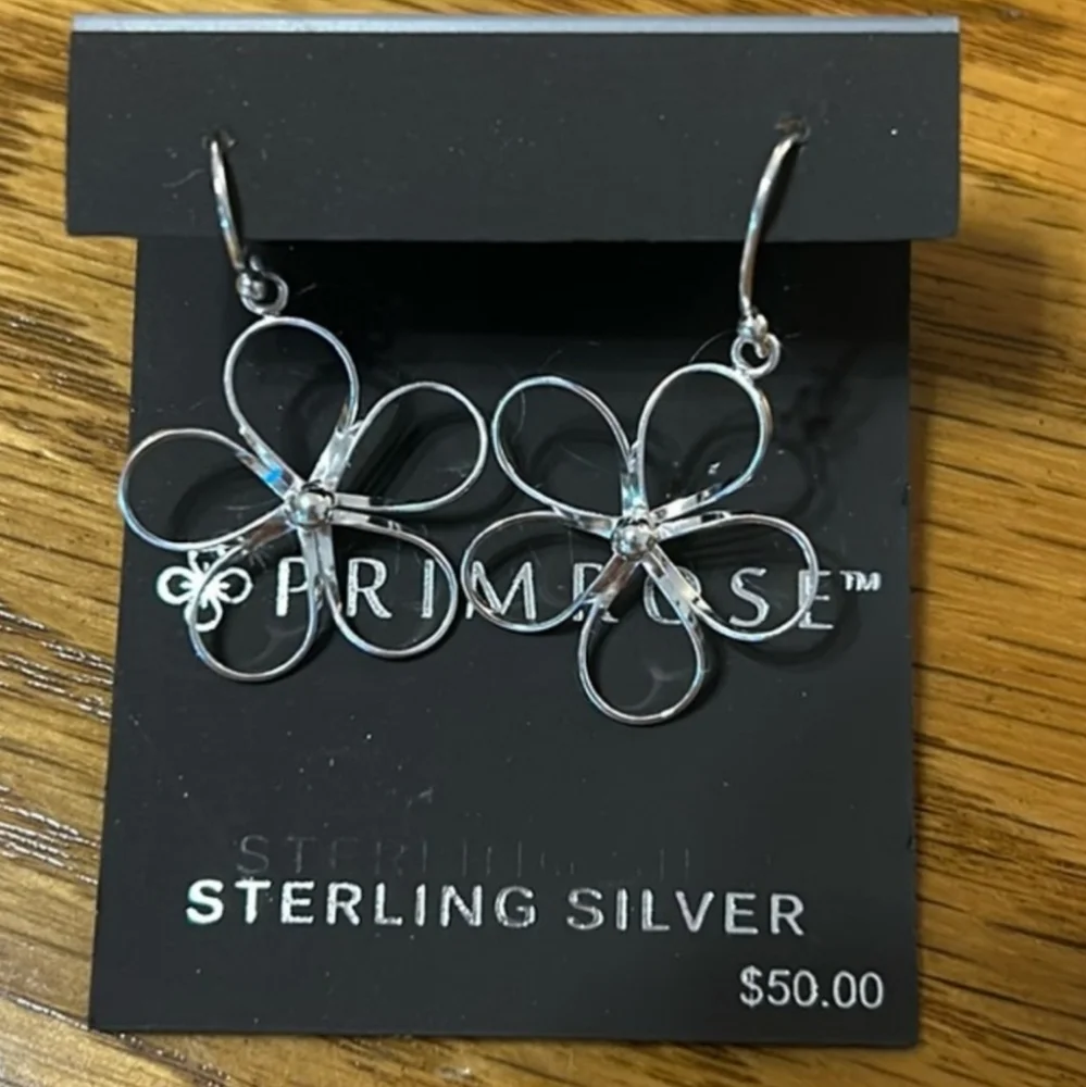 NWT Primrose Sterling Silver 925 Daisy Floral Dangle Earrings - Picture 3 of 11